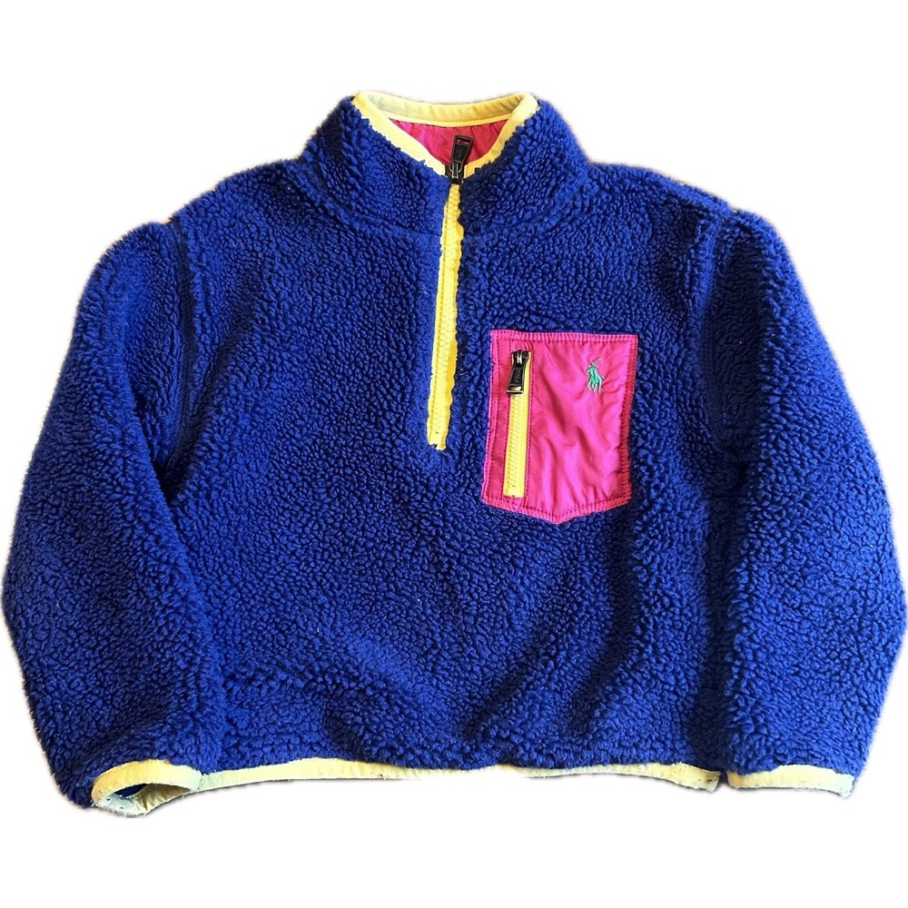 Polo Ralph Lauren Faux-Shearling‎ Quarter-Zip Pullover Sherpa Sweater Size 4T